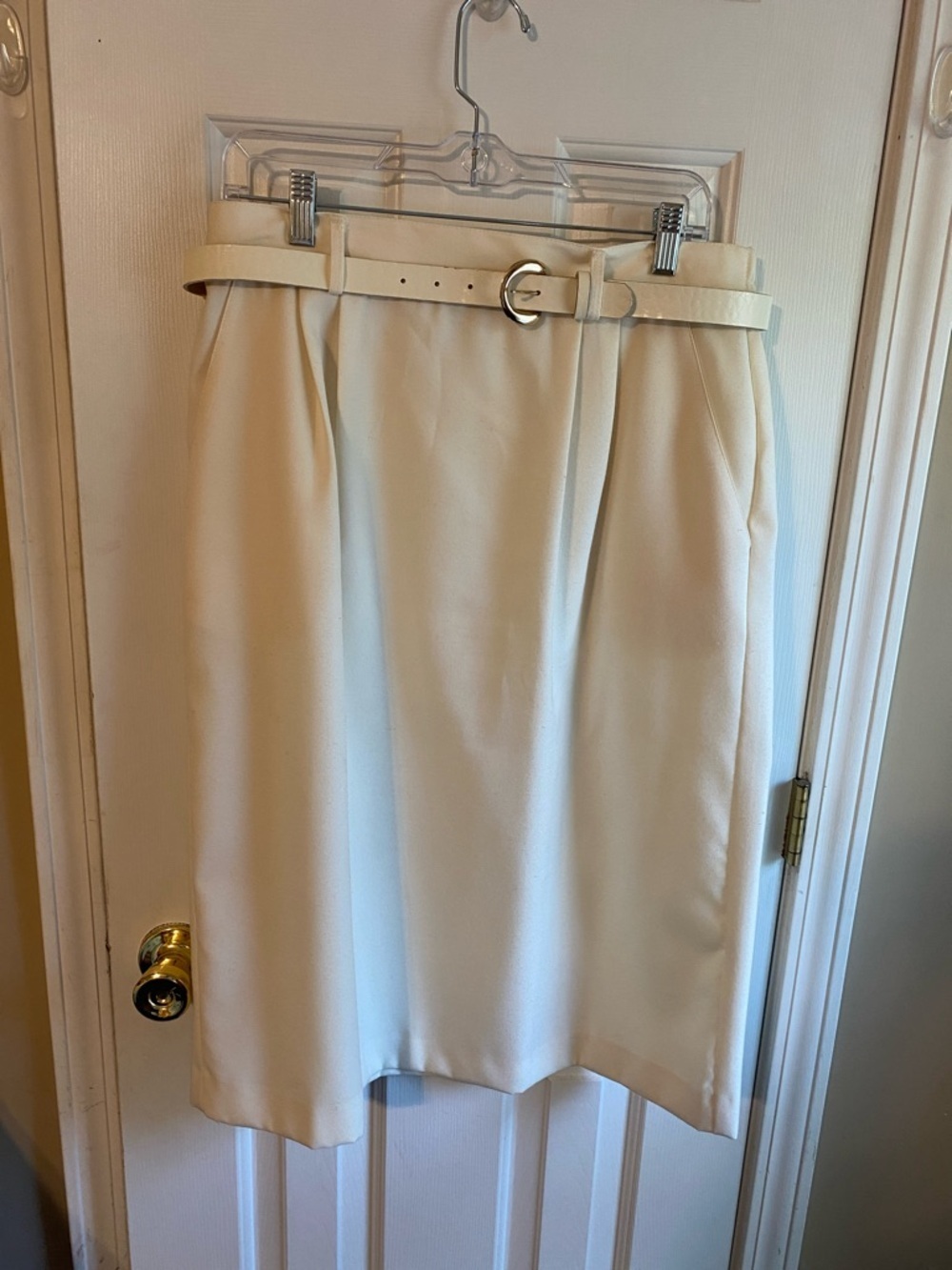 Counterparts Cream Midi Skirt with Belted Waist Sz16